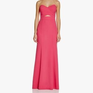 New ✨️ Chic Strapless Pink Gown With Peak-a-boo Cut Outs